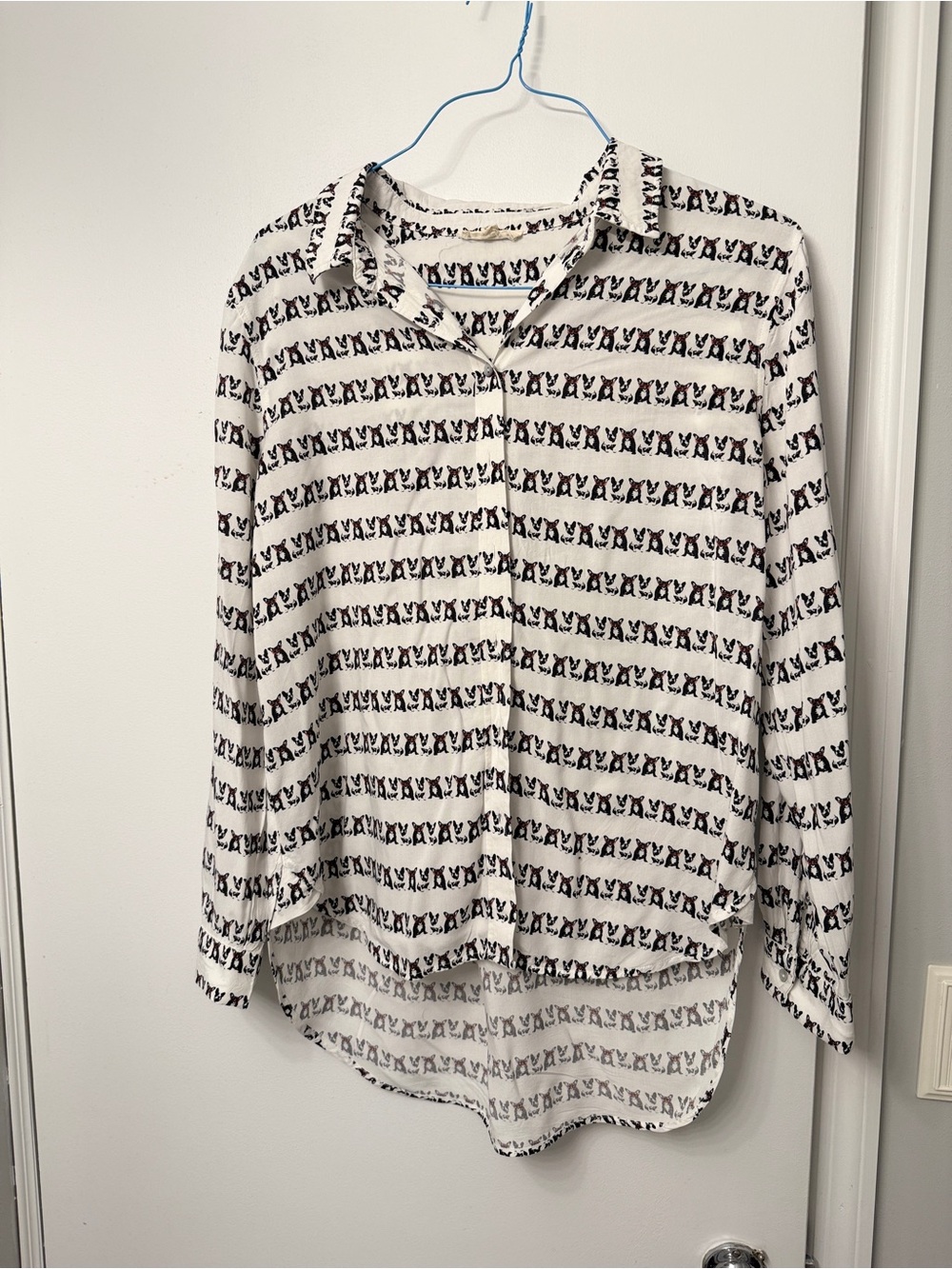 Jane and Delancey Black and Frenchie Print Shirt